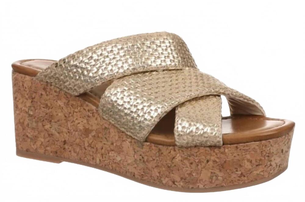 NEW BLOWFISH women's abi slide platform sandal in gold